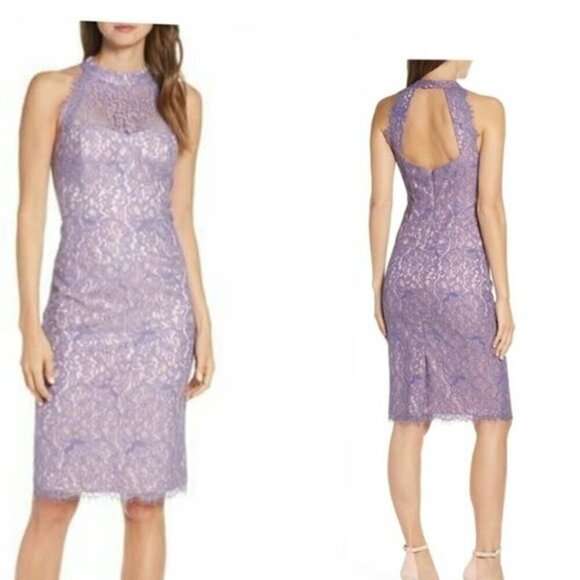 Eliza J Lace halter Neck Sheath Dress Size 4 - Picture 1 of 11